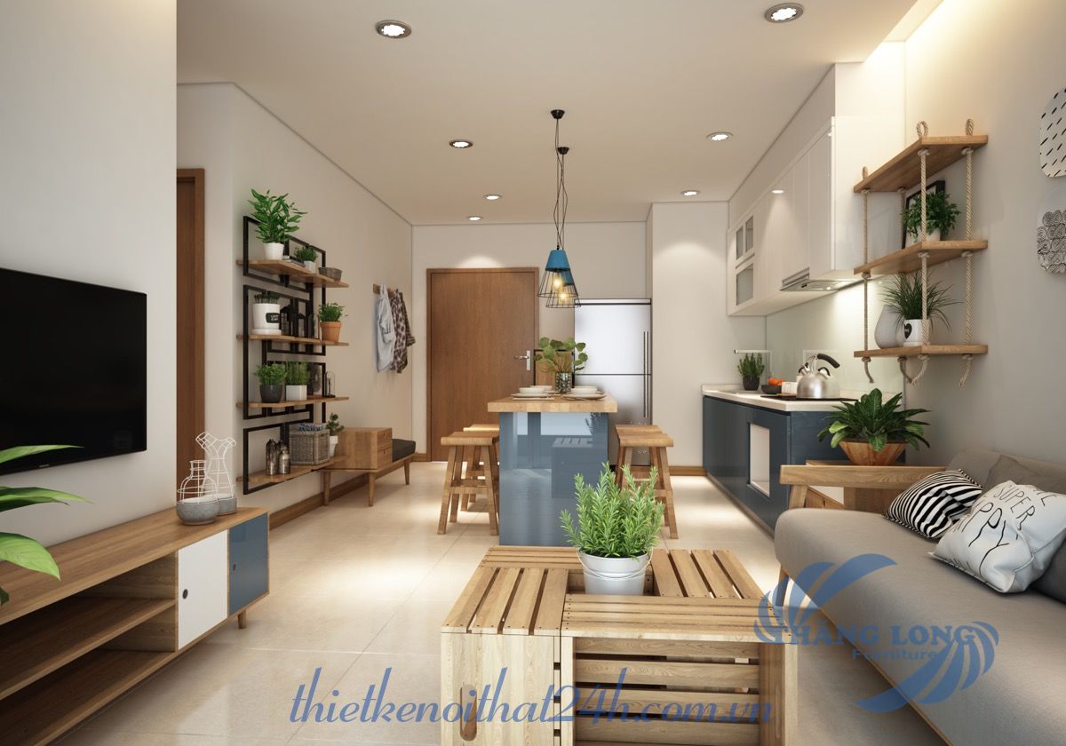 thiết kế nội thất nhà chung cư không gian xanh
