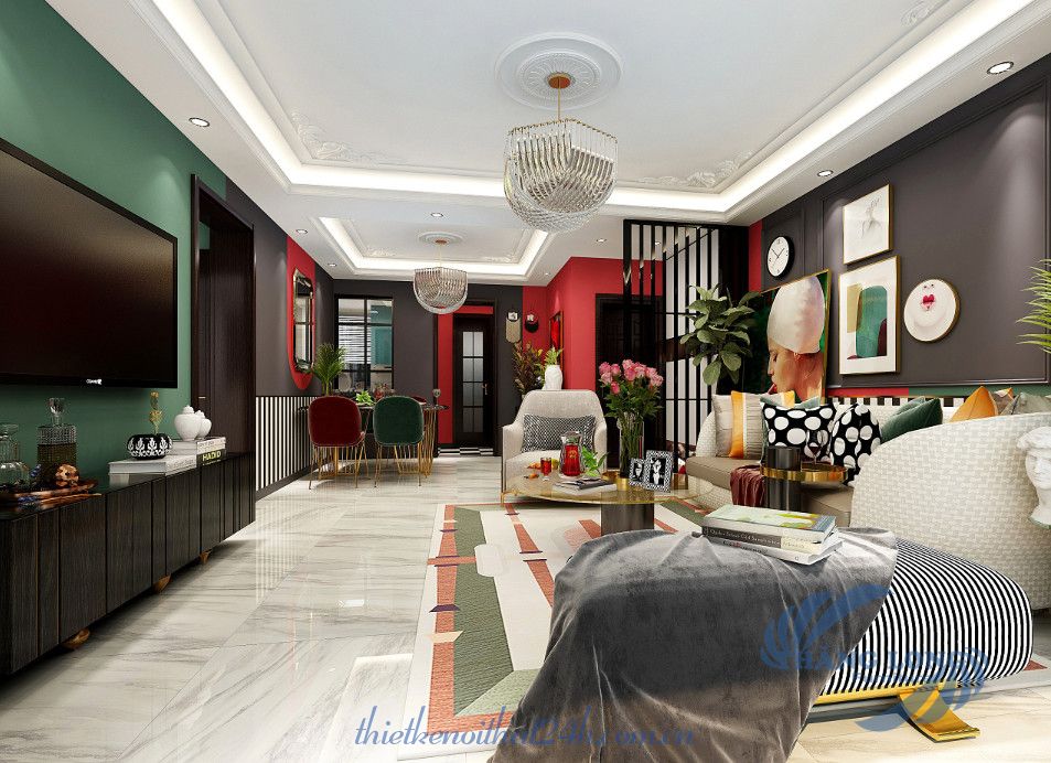 Thiết kế nội thất phòng khách Color Block 
