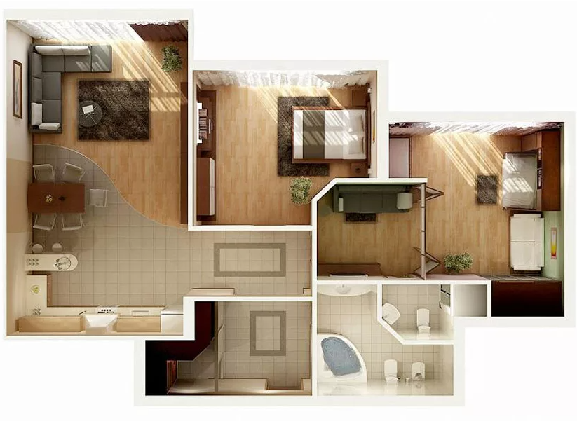 thiết kế nội thất chung cư 2 phòng ngủ 17