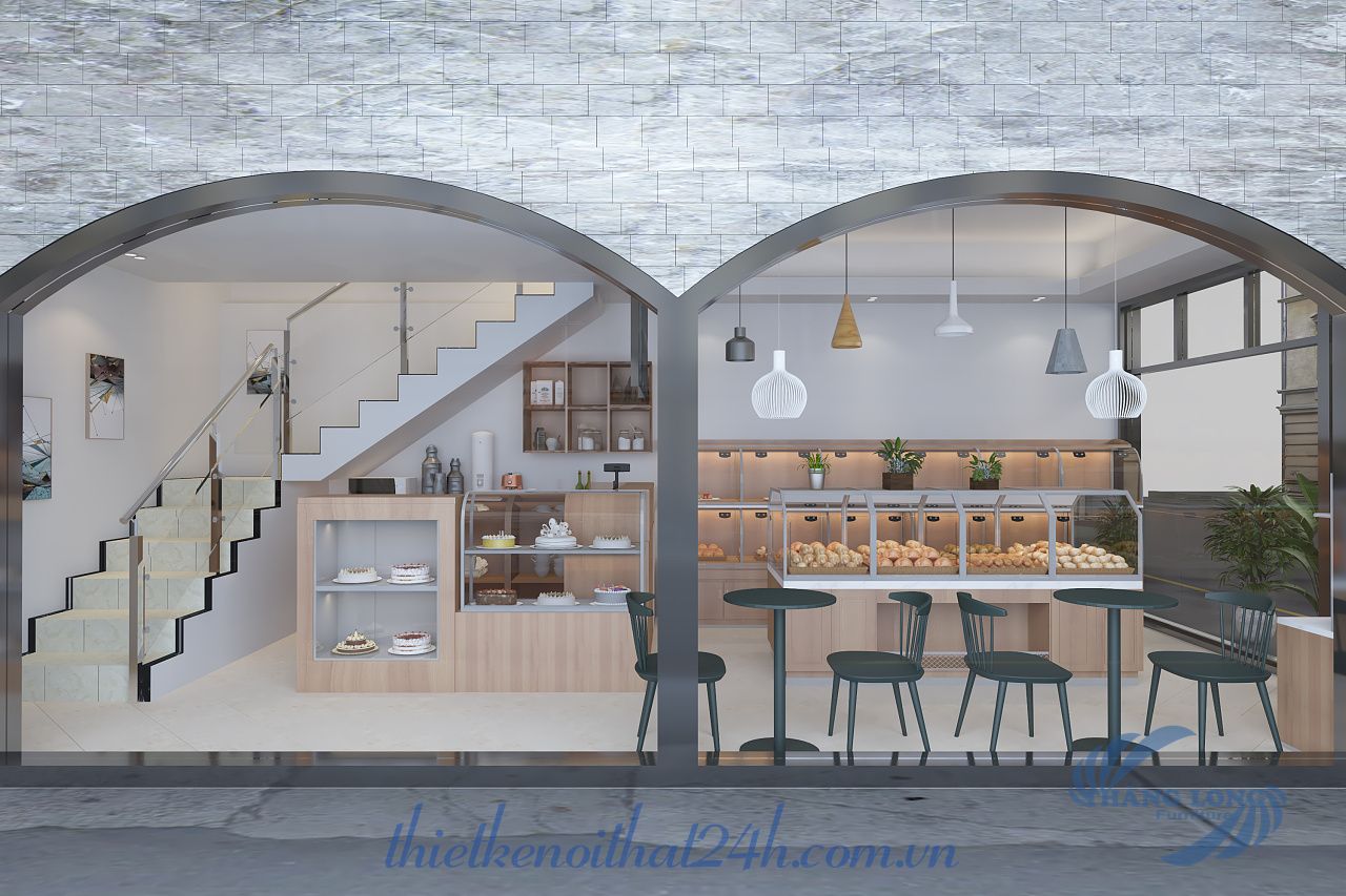 thiết kế nội thất của hàng bán bánh mì