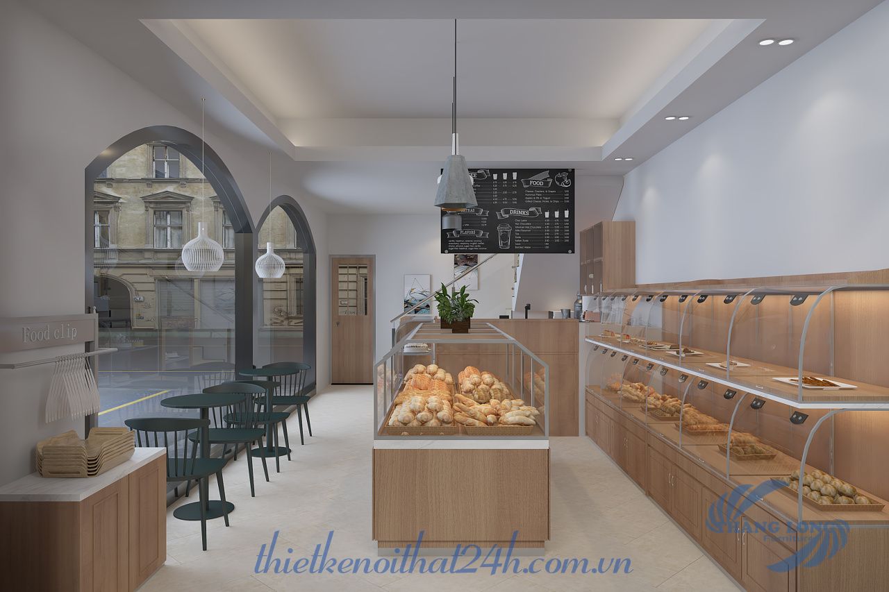 thiết kế nội thất của hàng bán bánh mì